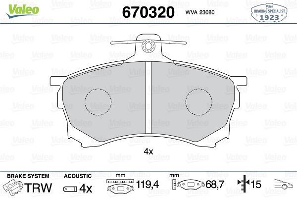 Valeo 670320 Klocki hamulcowe, zestaw 670320: Dobra cena w Polsce na 2407.PL - Kup Teraz!