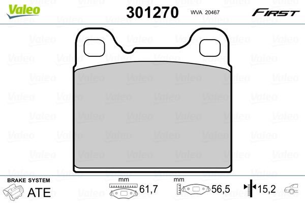 Valeo 301270 Brake Pad Set, disc brake 301270: Buy near me at 2407.PL in Poland at an Affordable price!