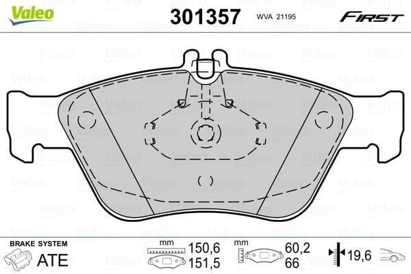 Valeo 301357 Brake Pad Set, disc brake 301357: Buy near me in Poland at 2407.PL - Good price!