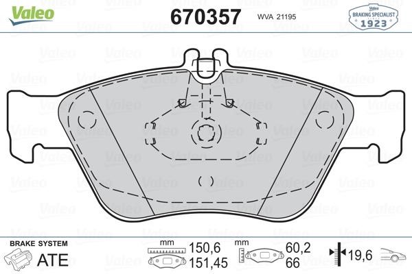 Valeo 670357 Гальмівні колодки, комплект 670357: Приваблива ціна - Купити у Польщі на 2407.PL!