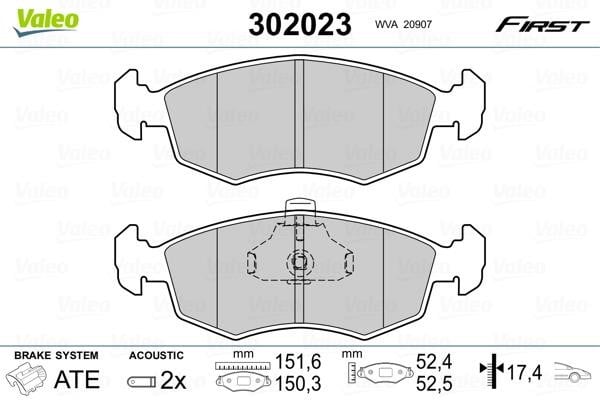 Valeo 302023 Front disc brake pads, set 302023: Buy near me in Poland at 2407.PL - Good price!