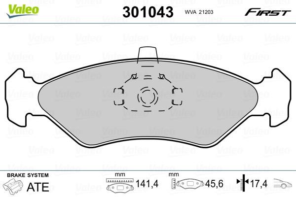 Valeo 301043 Brake Pad Set, disc brake 301043: Buy near me in Poland at 2407.PL - Good price!