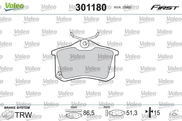 Valeo 301180 Тормозные колодки дисковые, комплект 301180: Отличная цена - Купить в Польше на 2407.PL!