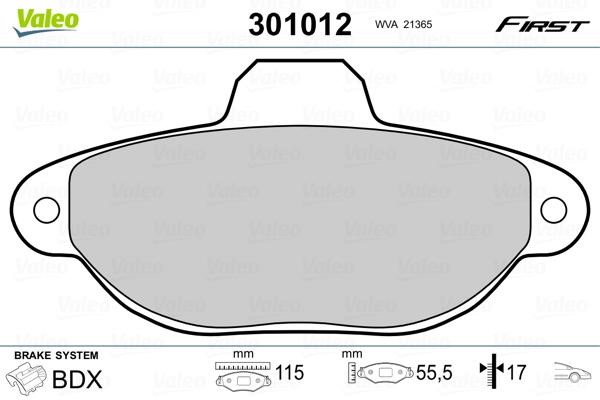 Valeo 301012 Brake Pad Set, disc brake 301012: Buy near me in Poland at 2407.PL - Good price!