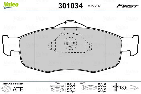 Valeo 301034 Brake Pad Set, disc brake 301034: Buy near me in Poland at 2407.PL - Good price!