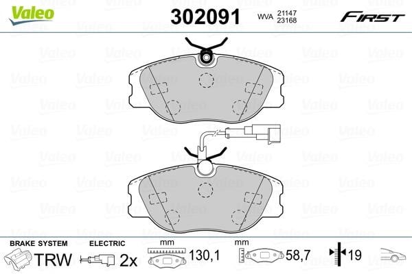 Valeo 302091 Front disc brake pads, set 302091: Buy near me at 2407.PL in Poland at an Affordable price!