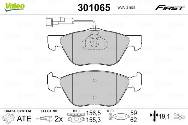 Valeo 301065 Brake Pad Set, disc brake 301065: Buy near me in Poland at 2407.PL - Good price!