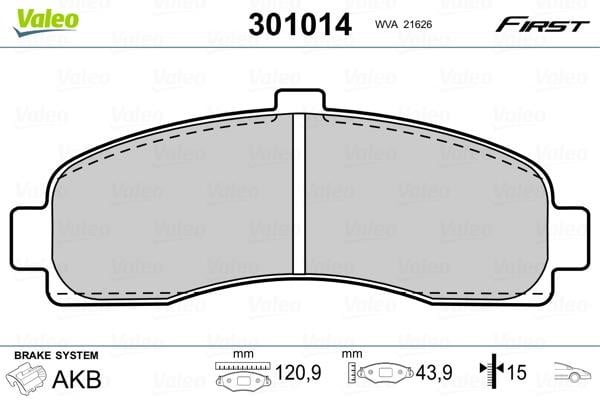 Valeo 301014 Brake Pad Set, disc brake 301014: Buy near me in Poland at 2407.PL - Good price!