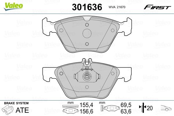 Valeo 301636 Brake Pad Set, disc brake 301636: Buy near me in Poland at 2407.PL - Good price!