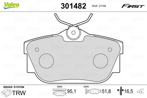 Valeo 301482 Тормозные колодки дисковые, комплект 301482: Отличная цена - Купить в Польше на 2407.PL!