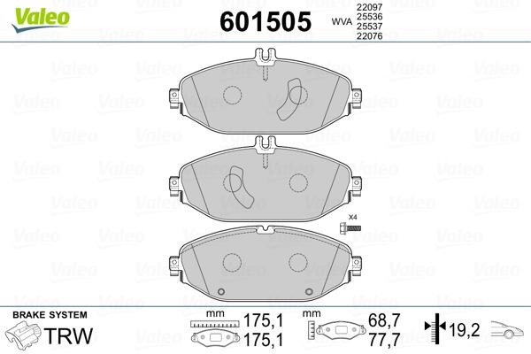 Valeo 601505 Тормозные колодки дисковые передние, комплект 601505: Отличная цена - Купить в Польше на 2407.PL!