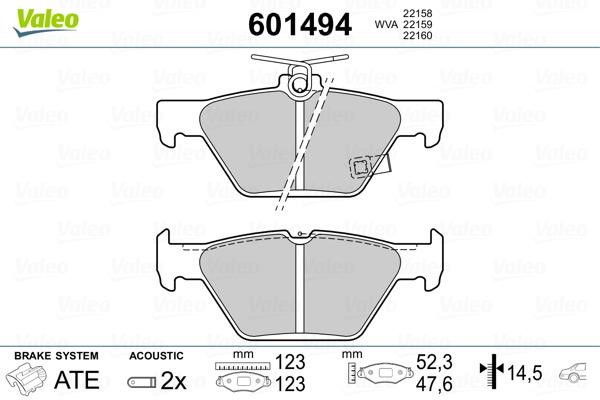 Valeo 601494 Rear disc brake pads, set 601494: Buy near me at 2407.PL in Poland at an Affordable price!
