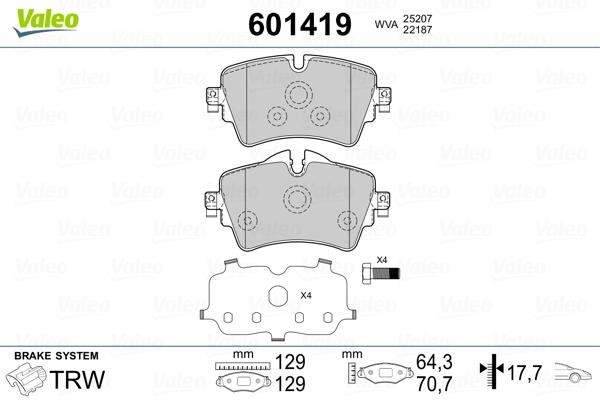 Valeo 601419 Brake Pad Set, disc brake 601419: Buy near me in Poland at 2407.PL - Good price!