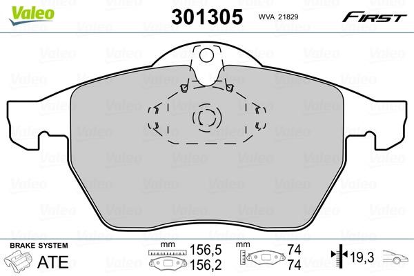 Valeo 301305 Brake Pad Set, disc brake 301305: Buy near me in Poland at 2407.PL - Good price!