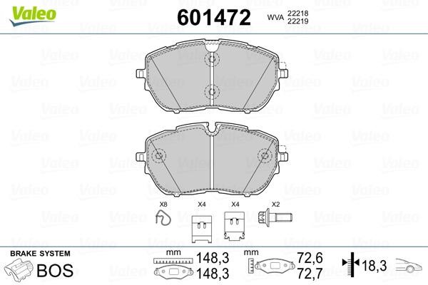 Valeo 601472 Brake Pad Set, disc brake 601472: Buy near me in Poland at 2407.PL - Good price!