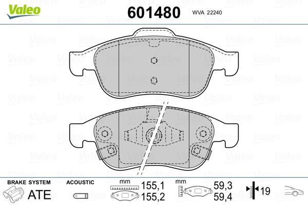 Valeo 601480 Brake Pad Set, disc brake 601480: Buy near me in Poland at 2407.PL - Good price!