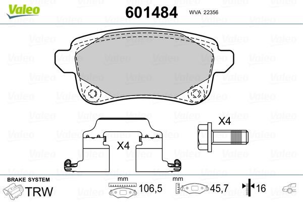 Valeo 601484 Rear disc brake pads, set 601484: Buy near me in Poland at 2407.PL - Good price!