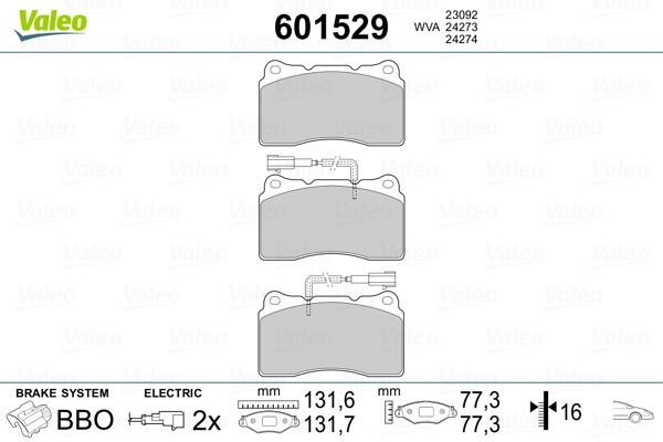 Valeo 601529 Scheibenbremsbeläge, Set 601529: Kaufen Sie zu einem guten Preis in Polen bei 2407.PL!