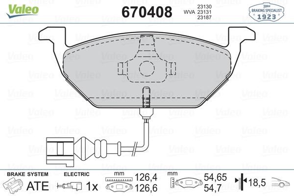 Valeo 670408 Klocki hamulcowe, zestaw 670408: Atrakcyjna cena w Polsce na 2407.PL - Zamów teraz!