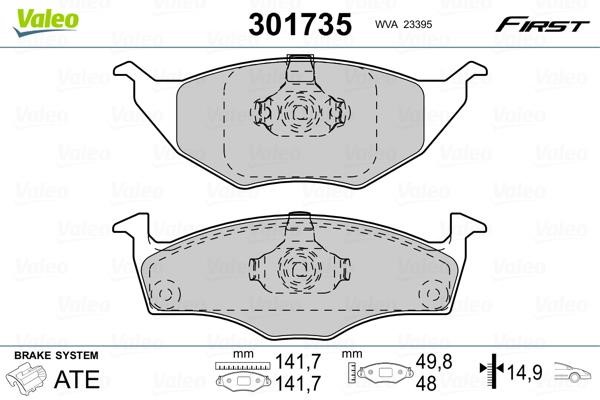 Valeo 301735 Тормозные колодки дисковые, комплект 301735: Отличная цена - Купить в Польше на 2407.PL!