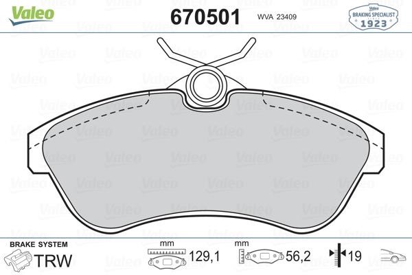 Valeo 670501 Brake Pad Set, disc brake 670501: Buy near me in Poland at 2407.PL - Good price!