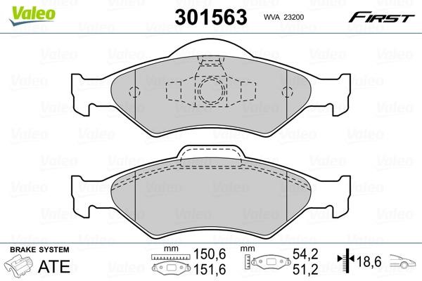 Valeo 301563 Brake Pad Set, disc brake 301563: Buy near me in Poland at 2407.PL - Good price!