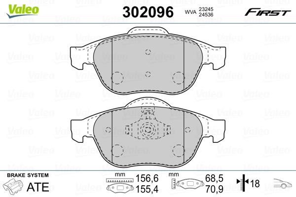Valeo 302096 Front disc brake pads, set 302096: Buy near me in Poland at 2407.PL - Good price!