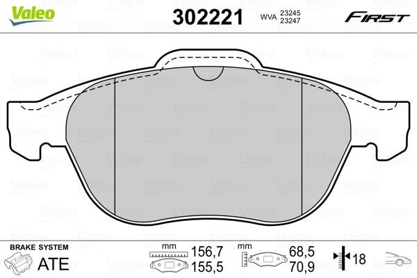 Valeo 302221 Front disc brake pads, set 302221: Buy near me in Poland at 2407.PL - Good price!