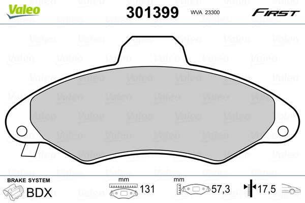 Valeo 301399 Brake Pad Set, disc brake 301399: Buy near me in Poland at 2407.PL - Good price!