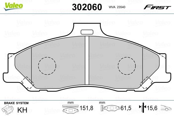 Valeo 302060 Brake Pad Set, disc brake 302060: Buy near me in Poland at 2407.PL - Good price!