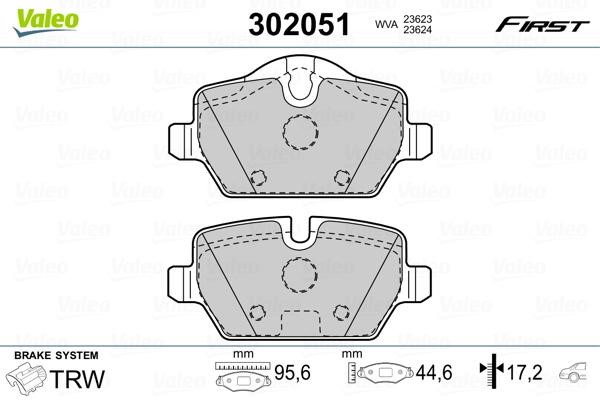 Valeo 302051 Rear disc brake pads, set 302051: Buy near me in Poland at 2407.PL - Good price!