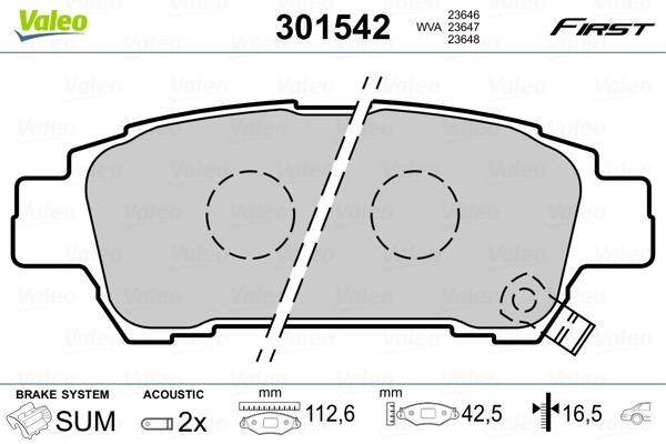 Valeo 301542 Front disc brake pads, set 301542: Buy near me at 2407.PL in Poland at an Affordable price!
