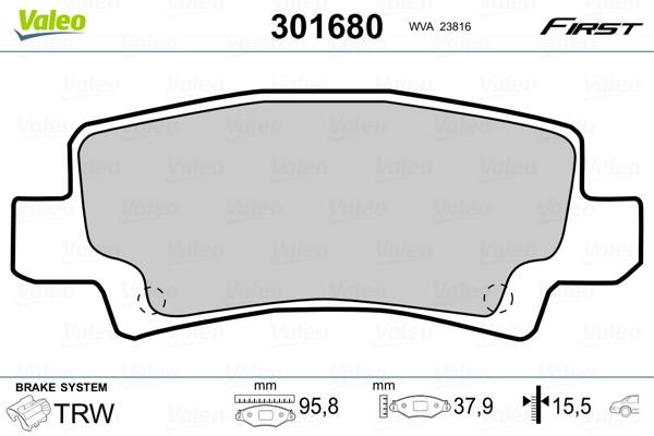 Valeo 301680 Klocki hamulcowe, zestaw 301680: Atrakcyjna cena w Polsce na 2407.PL - Zamów teraz!