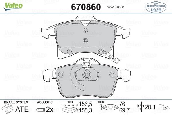 Valeo 670860 Brake Pad Set, disc brake 670860: Buy near me in Poland at 2407.PL - Good price!