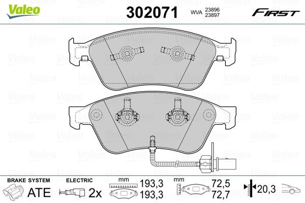 Valeo 302071 Front disc brake pads, set 302071: Buy near me in Poland at 2407.PL - Good price!