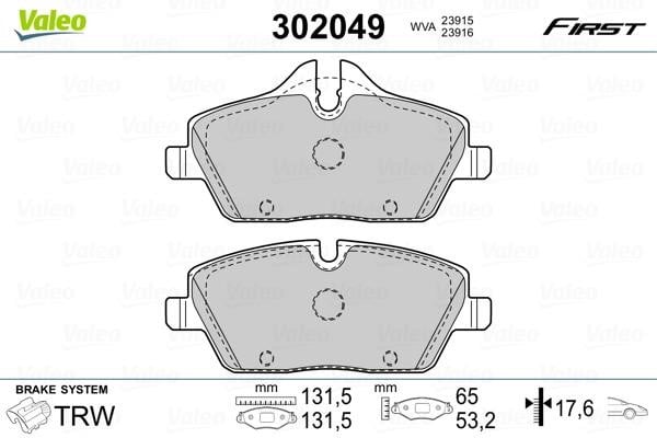 Valeo 302049 Brake Pad Set, disc brake 302049: Buy near me in Poland at 2407.PL - Good price!