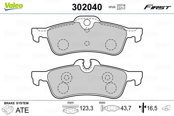 Valeo 302040 Rear disc brake pads, set 302040: Buy near me in Poland at 2407.PL - Good price!