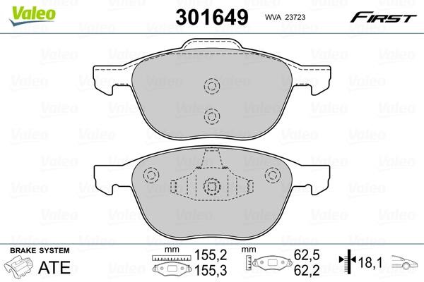 Valeo 301649 Brake Pad Set, disc brake 301649: Buy near me in Poland at 2407.PL - Good price!