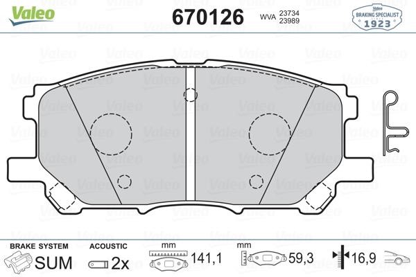 Valeo 670126 Тормозные колодки дисковые, комплект 670126: Отличная цена - Купить в Польше на 2407.PL!