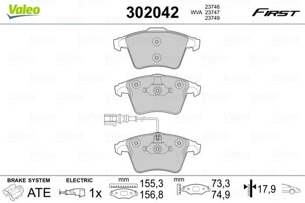 Valeo 302042 Тормозные колодки дисковые передние, комплект 302042: Отличная цена - Купить в Польше на 2407.PL!