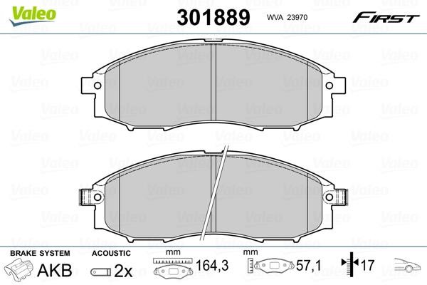Valeo 301889 Brake Pad Set, disc brake 301889: Buy near me in Poland at 2407.PL - Good price!