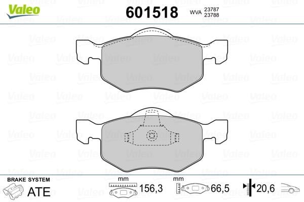 Valeo 601518 Front disc brake pads, set 601518: Buy near me in Poland at 2407.PL - Good price!