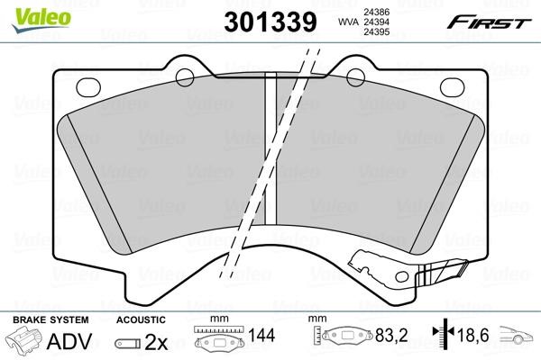 Valeo 301339 Front disc brake pads, set 301339: Buy near me at 2407.PL in Poland at an Affordable price!