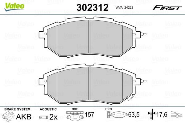 Valeo 302312 Front disc brake pads, set 302312: Buy near me at 2407.PL in Poland at an Affordable price!