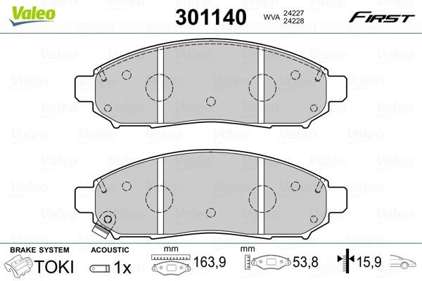Valeo 301140 Front disc brake pads, set 301140: Buy near me in Poland at 2407.PL - Good price!