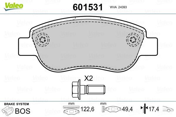 Valeo 601531 Brake Pad Set, disc brake 601531: Buy near me in Poland at 2407.PL - Good price!