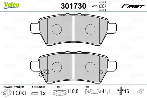 Valeo 301730 Brake Pad Set, disc brake 301730: Buy near me in Poland at 2407.PL - Good price!