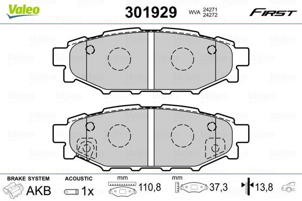 Valeo 301929 Brake Pad Set, disc brake 301929: Buy near me in Poland at 2407.PL - Good price!