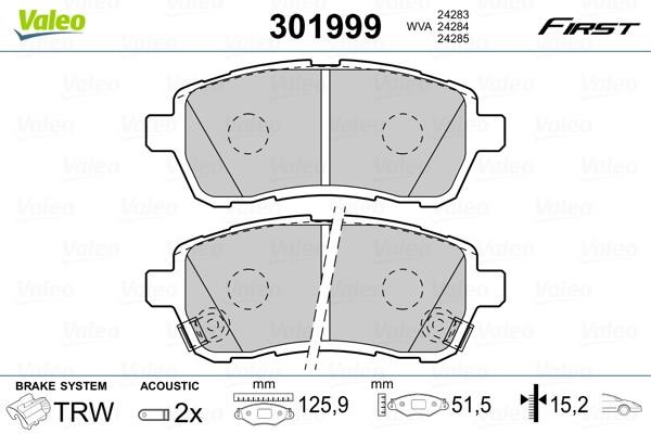 Valeo 301999 Brake Pad Set, disc brake 301999: Buy near me in Poland at 2407.PL - Good price!