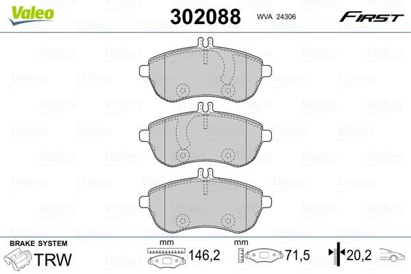 Valeo 302088 Front disc brake pads, set 302088: Buy near me at 2407.PL in Poland at an Affordable price!